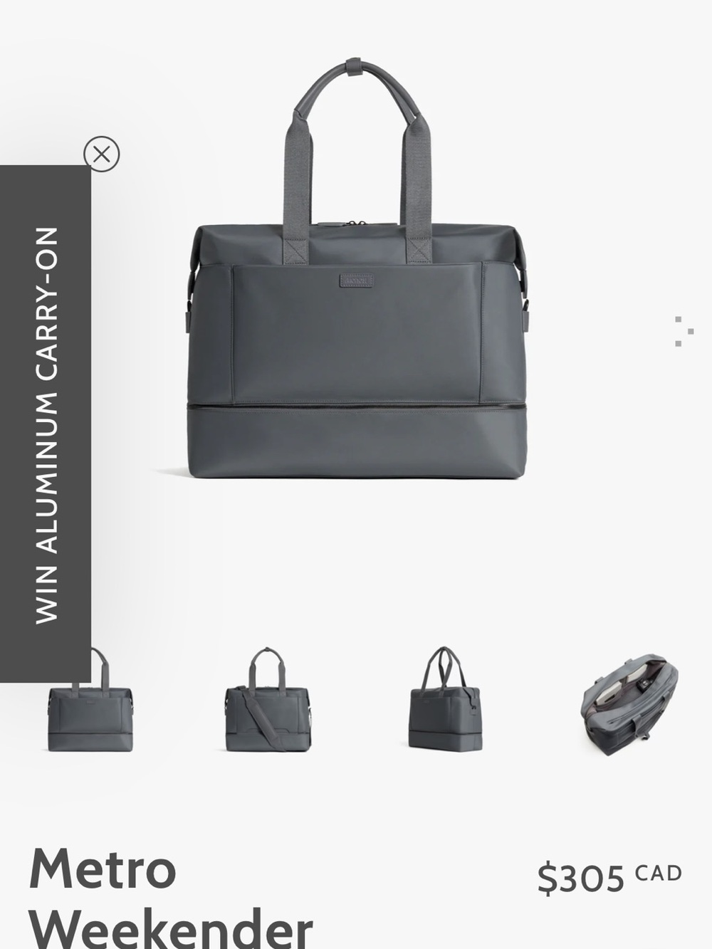 Metro Weekender Duffel Bag - Gray